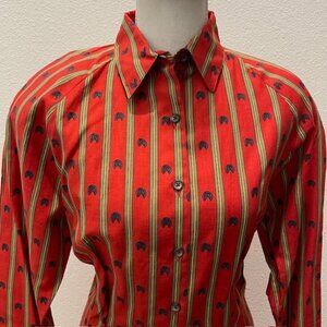 Vintage Ruff Hewn Equestrian Theme Peplum Blouse